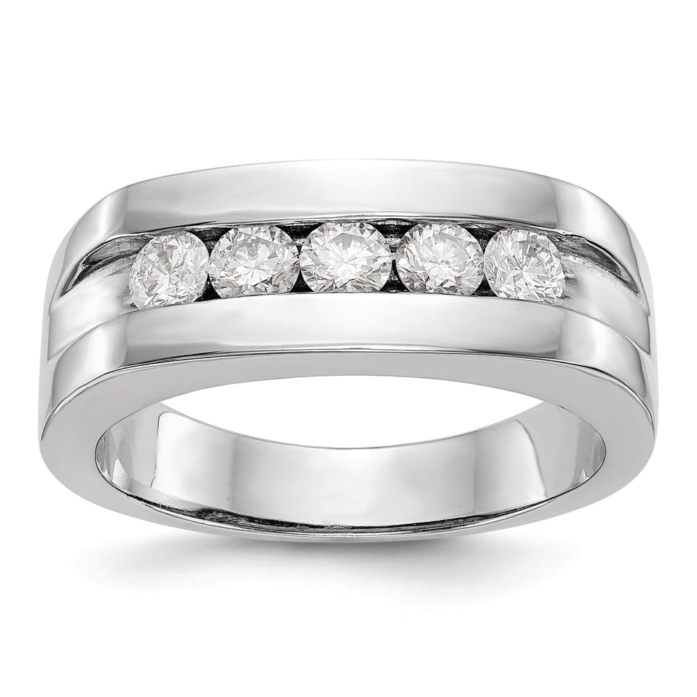 10K White Gold Lab Grown Diamond VS/SI FGH 5-Stone Men's Channel Ban