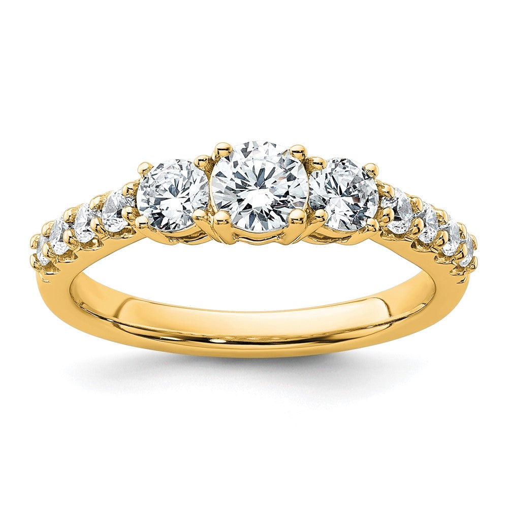 14k 1ct Cert Lab Grown Diamond VS+ F+ Round Comp 3 Stone Eng Ring