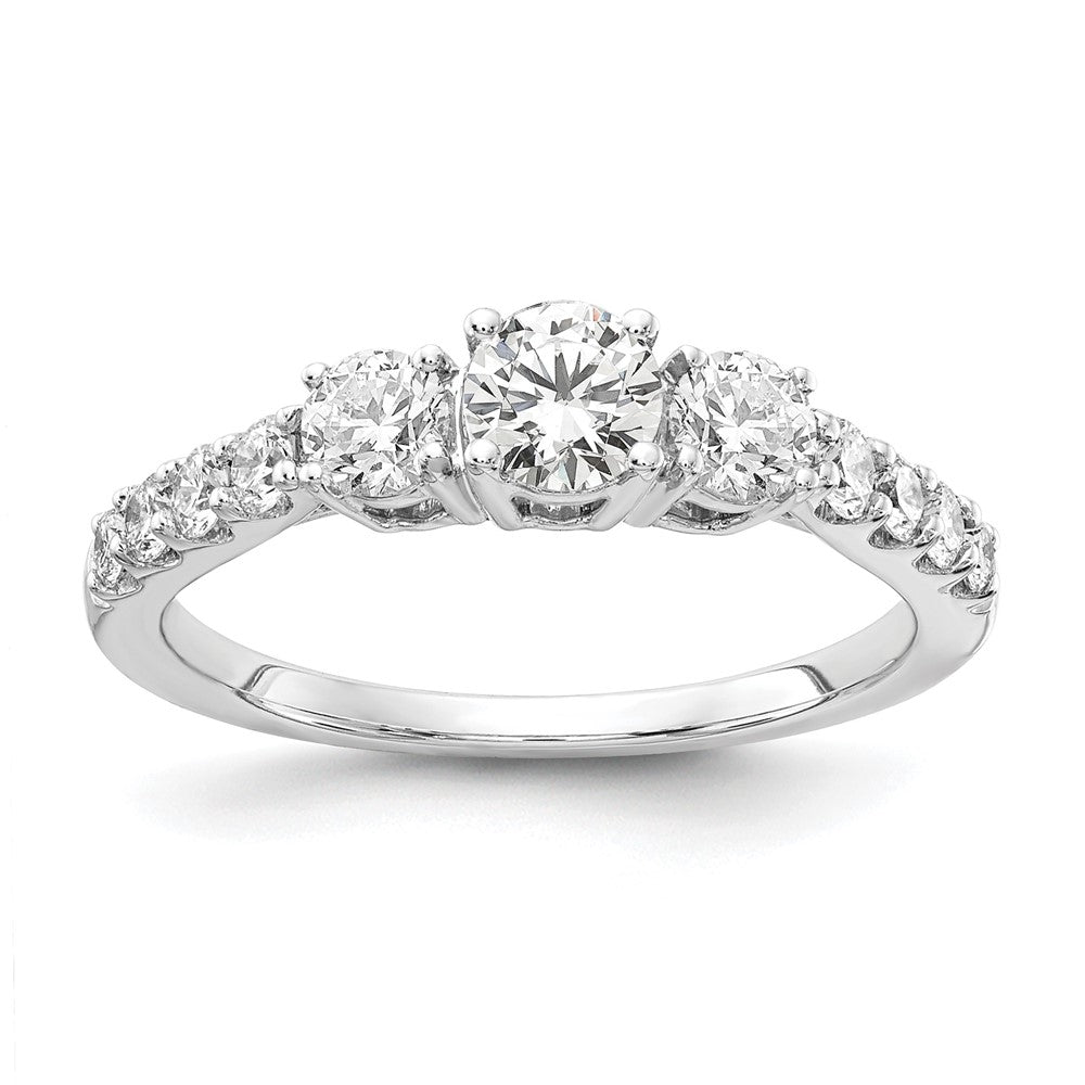 14kw 1ct Lab Grown Diamond VS+ F+ Round Comp 3 Stone Eng Ring