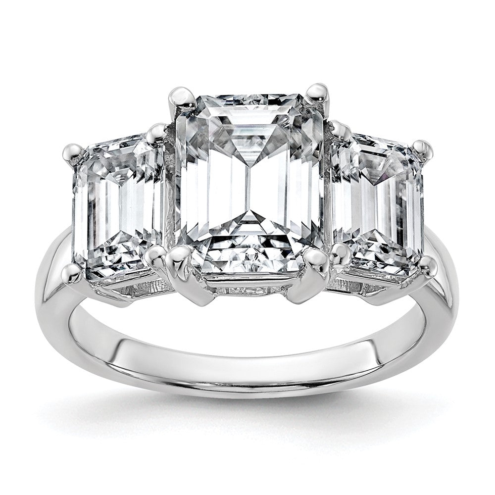 14kw 2 1/2ct Certified Lab Grown Dia VS+ F+ Emerald Comp 3 Stone Eng Ring