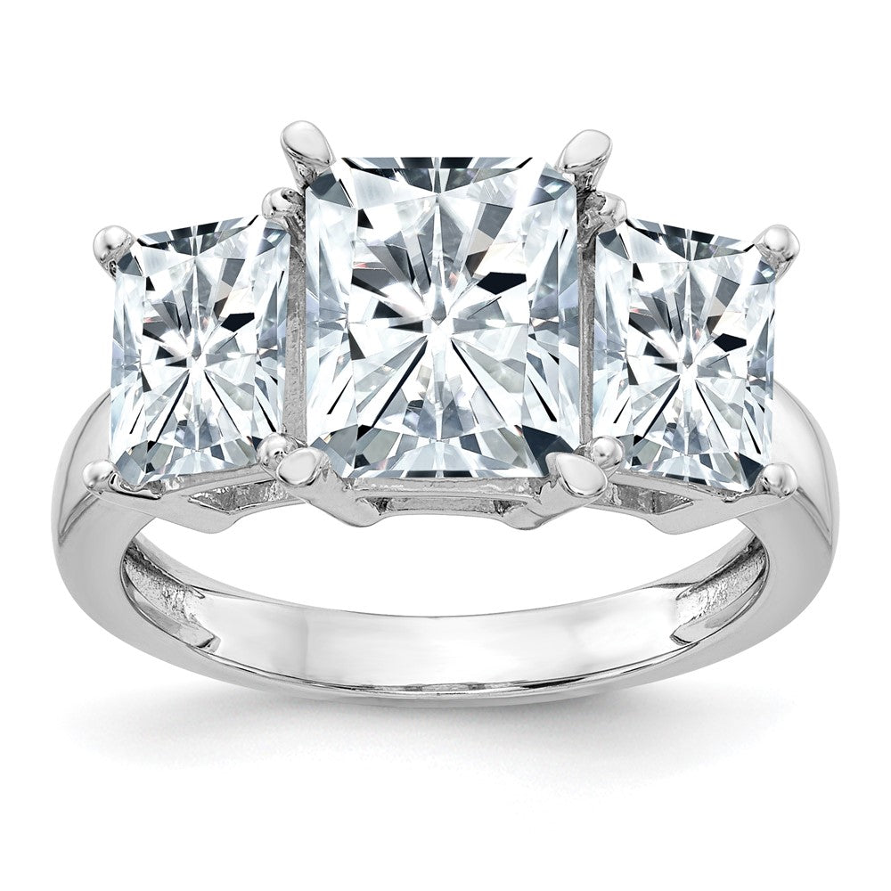 14K White Gold Octagon Radiant 3-Stone Engagement Ring Mounting