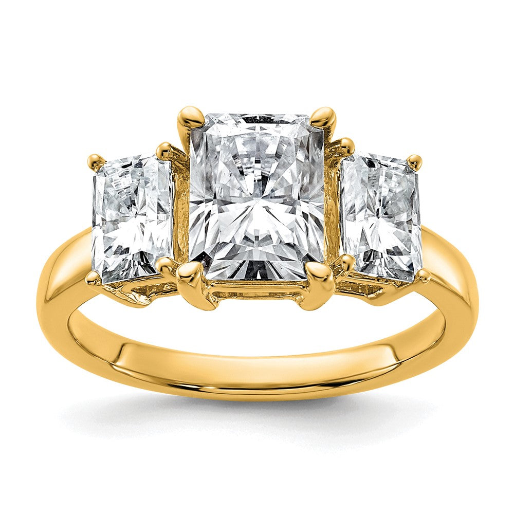 14k 2 7/8ct Cert Lab Grown Diamond VS+ F+ Radiant Comp 3 Stone Eng Ring