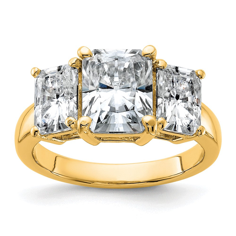 14k 2 1/2ct Lab Grown Dia VS+ F+ 2ct Radiant Center Semi 3 Stone Eng Ring