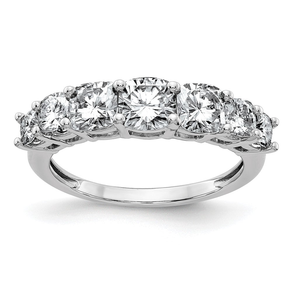 14k White Gold 1 5/8ct Lab Grown Dia VS+ F+ Cushion Comp 7 Stone Band