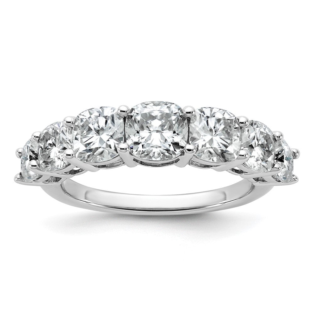 14k White Gold 3 1/3ct Lab Grown Dia VS+ F+ Cushion Comp 7 Stone Band