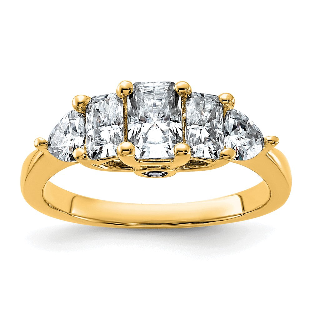 14k 1 3/4ct Lab Grown Dia VS+ F+ Radiant and Trillion 5 Stone Comp Band