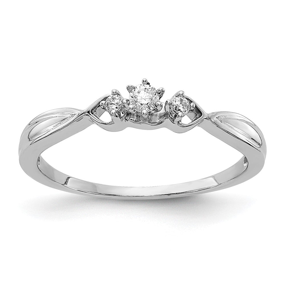 14k White Gold 1/10ct Lab Grown Diamond VS/SI+ G+ Comp Petite Eng Ring