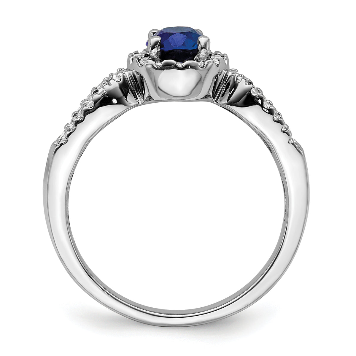 10K White Gold Lab Grown VS/SI FGH Dia and Oval Created Sapphire Ring