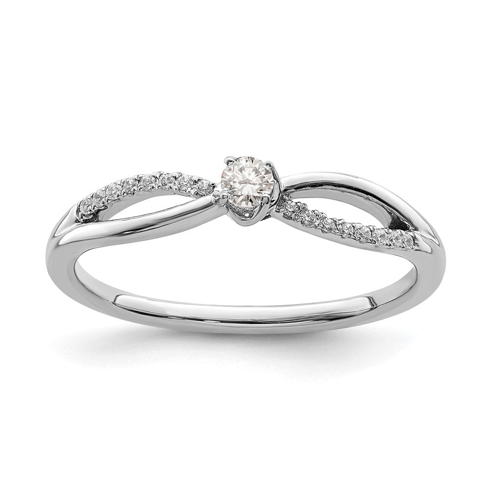 14k White Gold 1/8ct Lab Grown Diamond VS/SI+ G+ Comp Petite Eng Ring