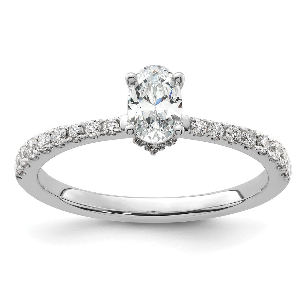 14kw 3/4ct Lab Grown Diamond VS/SI+ G+ Oval Complete Solitaire Eng Ring