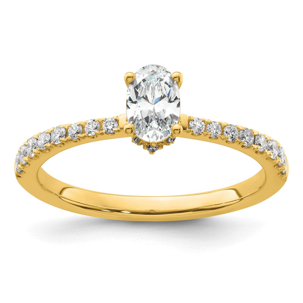 14k 3/4ct Lab Grown Diamond VS/SI+ G+ Oval Complete Solitaire Eng Ring
