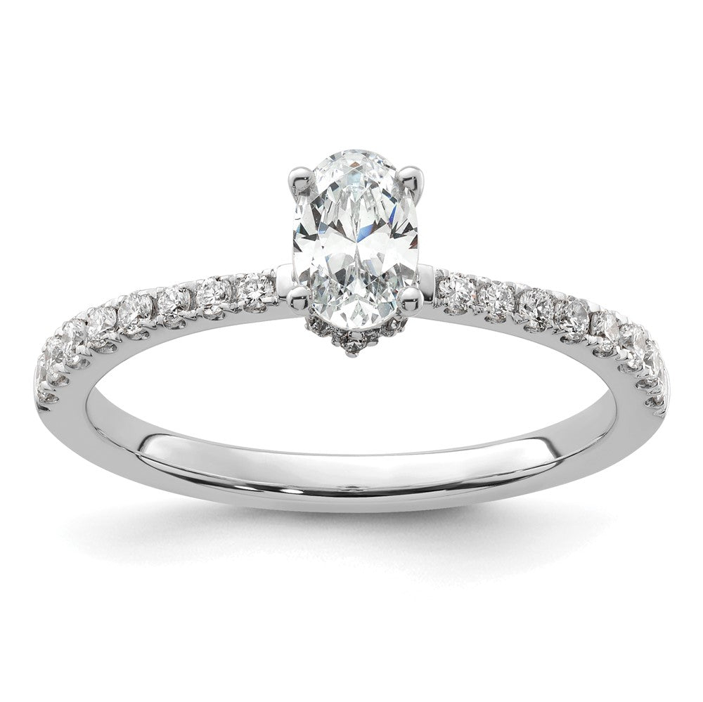 14kw 1/4ct Lab Grown Diamond VS/SI+ G+ 1/2ct Oval Semi Solitaire Eng Ring