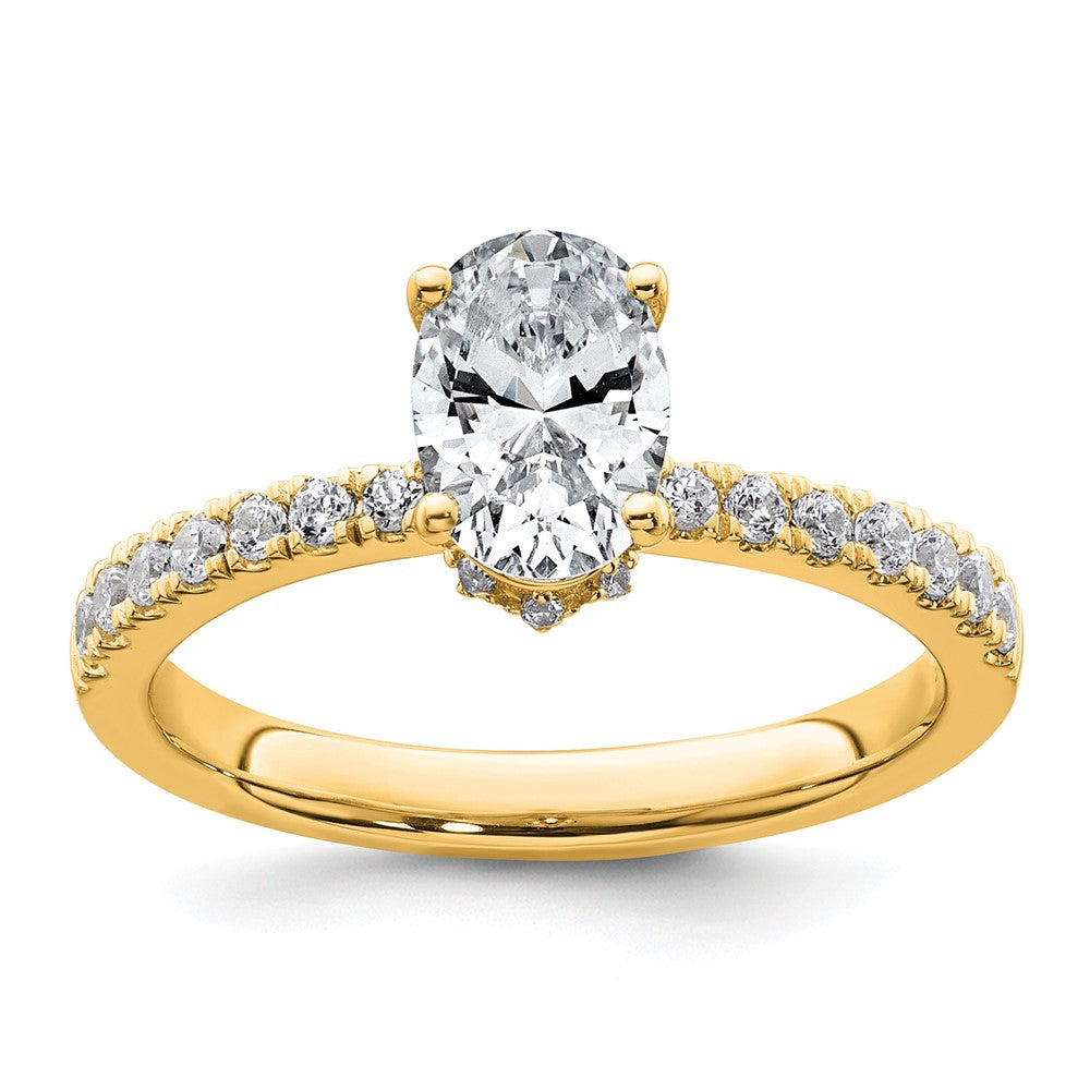 14k 1 3/8ct Cert Lab Grown Diamond VS+ F+ Oval Complete Solitaire Eng Ring