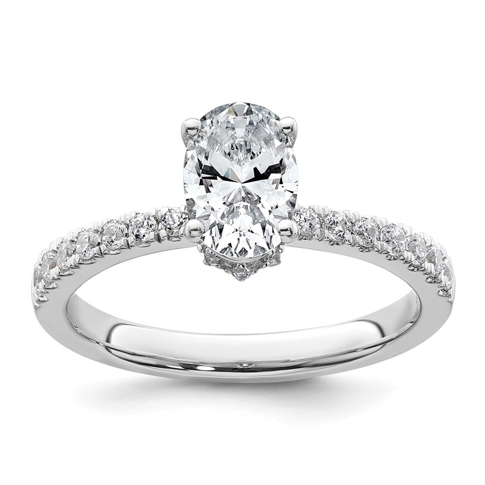 14kw 1 3/8ct Lab Grown Diamond VS/SI+ G+ Oval Complete Solitaire Eng Ring