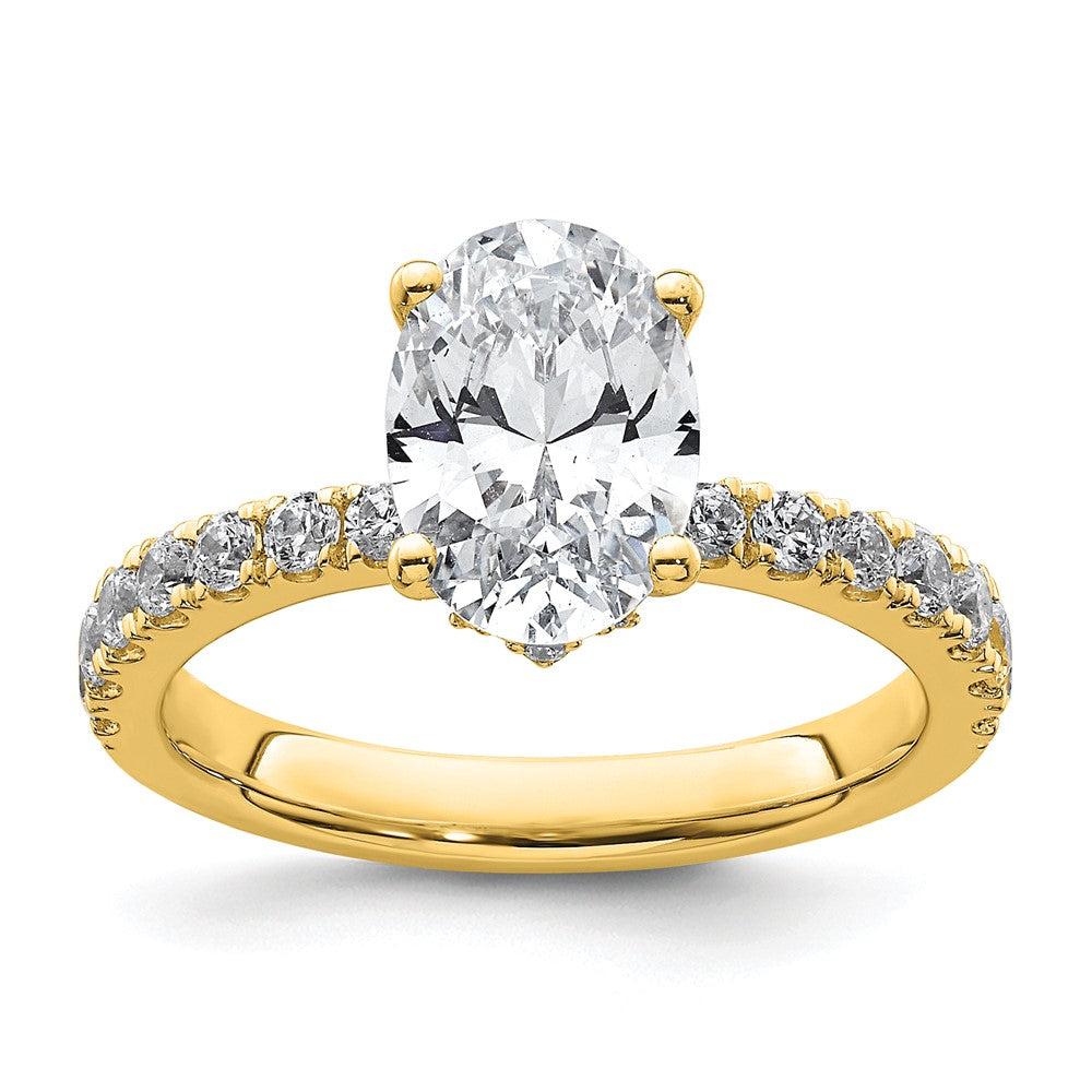14k 2 1/2ct Lab Grown Diamond VS/SI+ G+ Oval Complete Solitaire Eng Ring