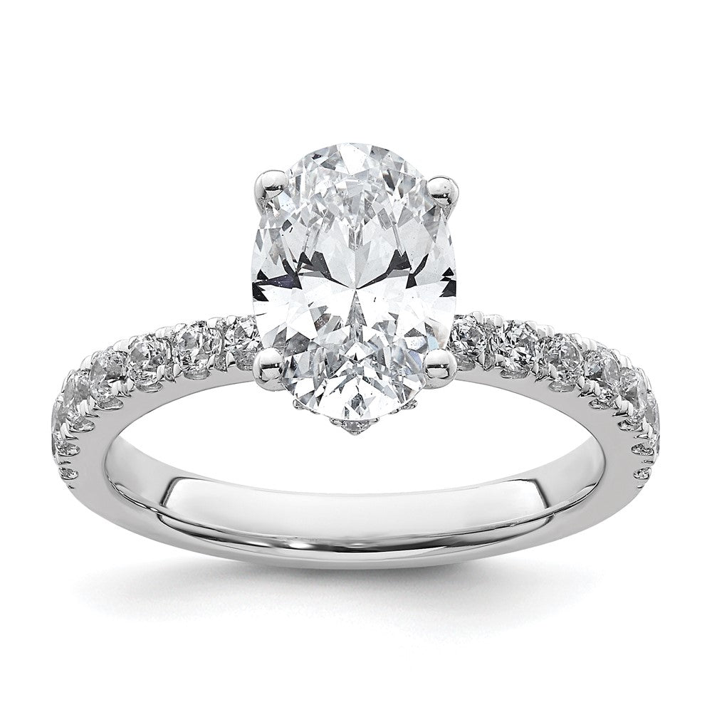 14kw 1/4ct Lab Grown Diamond VS/SI+ G+ 2ct Oval Semi Solitaire Eng Ring