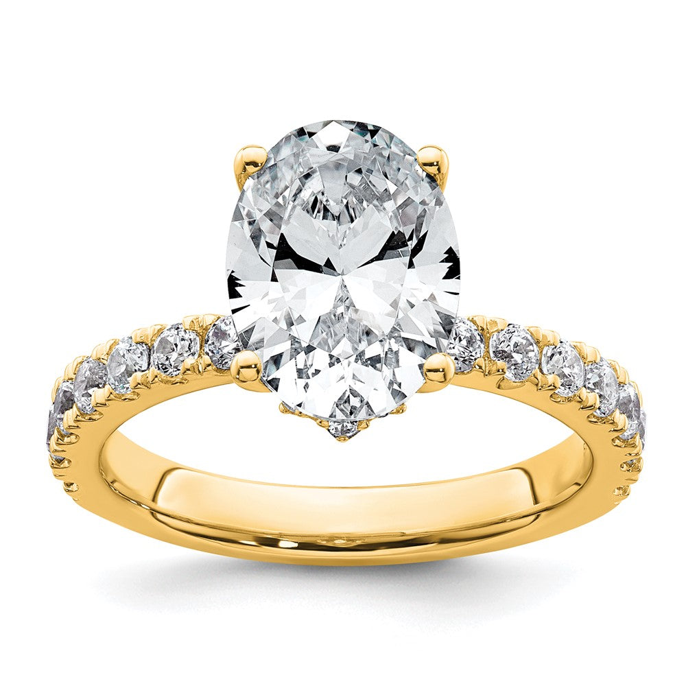 14k 3 1/5ct Cert Lab Grown Diamond VS+ F+ Oval Complete Solitaire Eng Ring