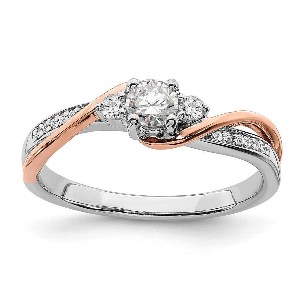 10k Two Tone 3/8 ct Lab Grown Dia VS/SI+ G+ Comp Bypass Engagement Ring