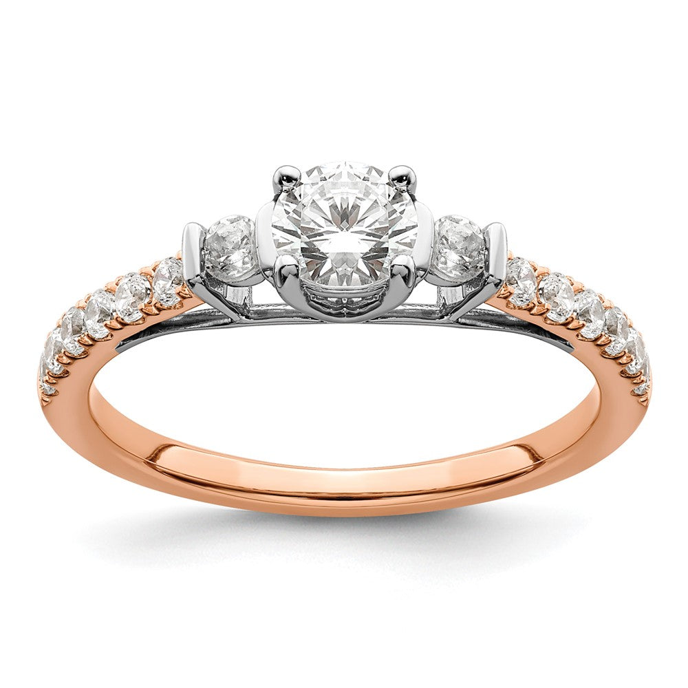 10k Rose Gold 3/4ct Lab Grown Diamond VS/SI+ G+ Comp Petite Eng Ring
