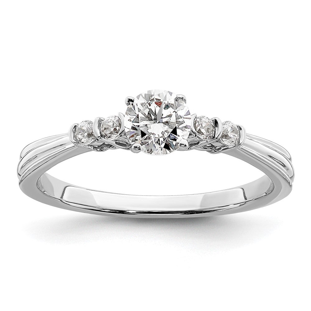 14k White Gold 1/2ct Lab Grown Diamond VS/SI+ G+ Comp Petite Eng Ring