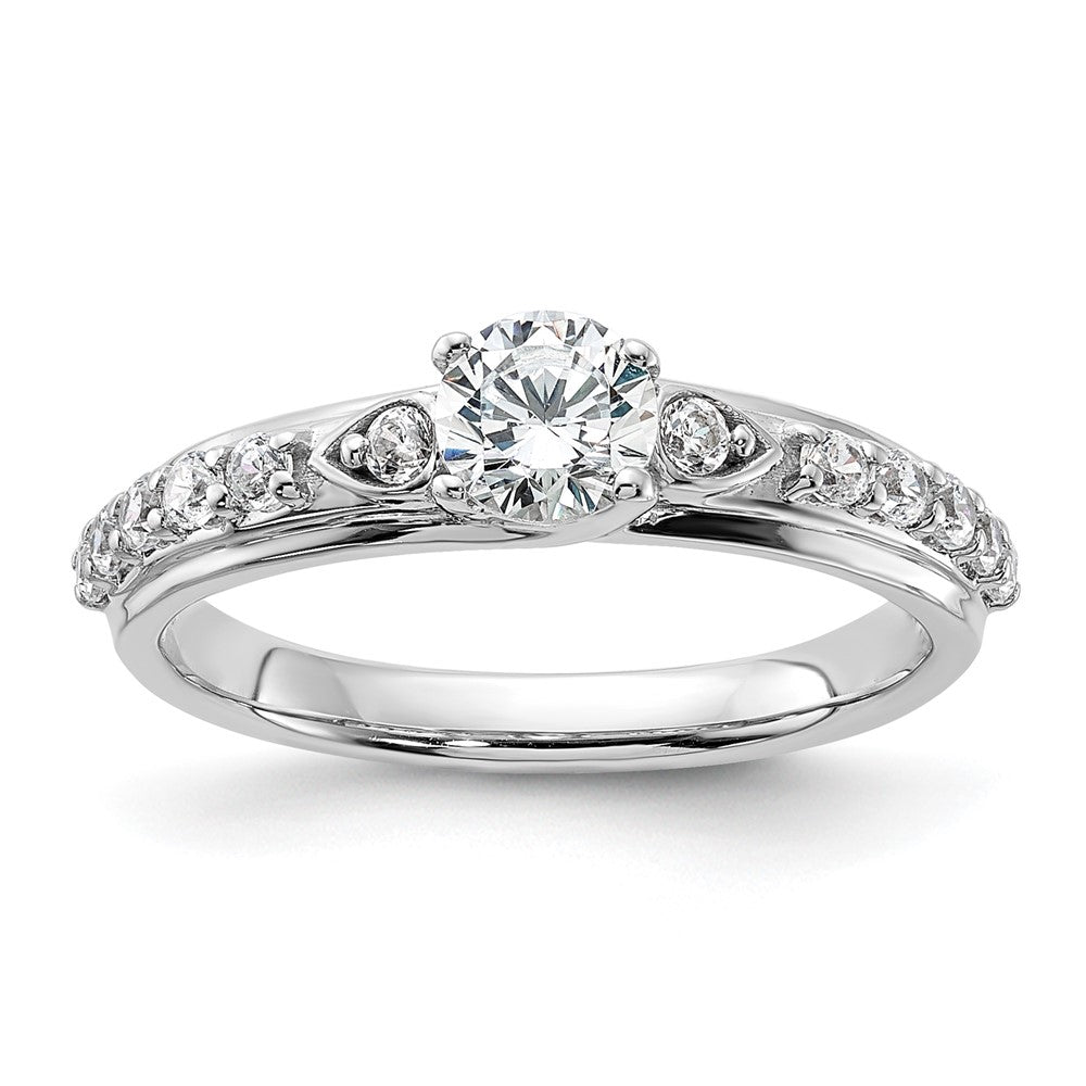 14k White Gold 3/4ct Lab Grown Diamond VS/SI+ G+ Comp Petite Eng Ring