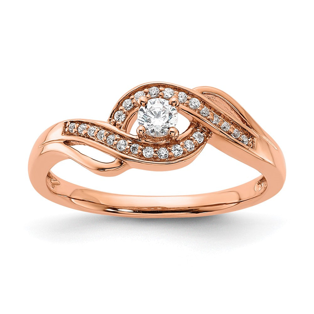 14k Rose Gold 1/5ct Lab Grown Diamond VS/SI+ G+ Comp Petite Eng Ring