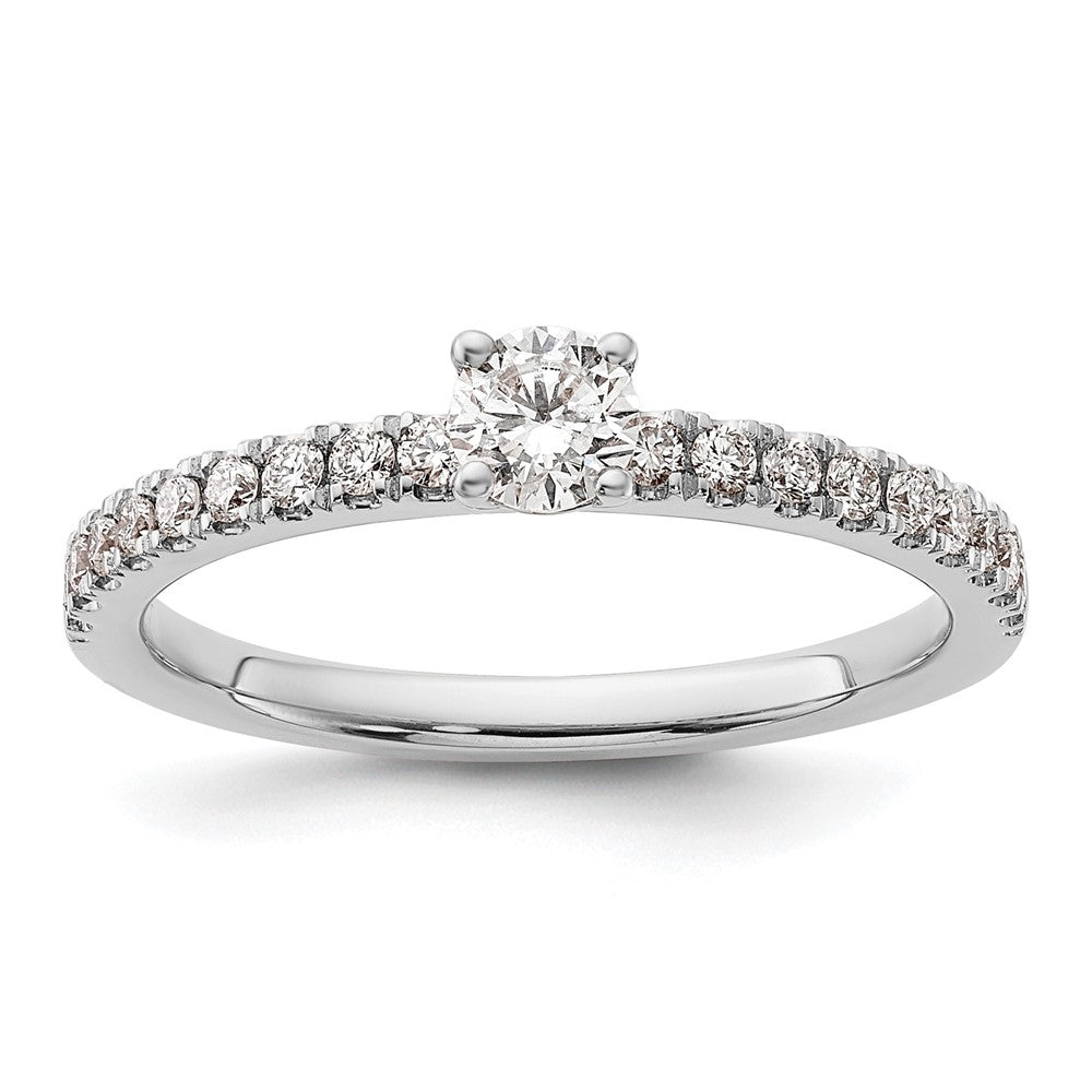 14k White Gold 1/2 ct Lab Grown Diamond VS/SI+ G+ Complete Round Eng Ring