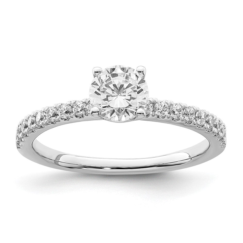 14k White Gold 3/4 ct Lab Grown Diamond VS/SI+ G+ Semi Round Eng Ring
