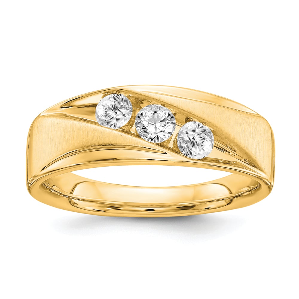 10ky Lab Grown Diamond VS/SI FGH Men's 3-stone Band