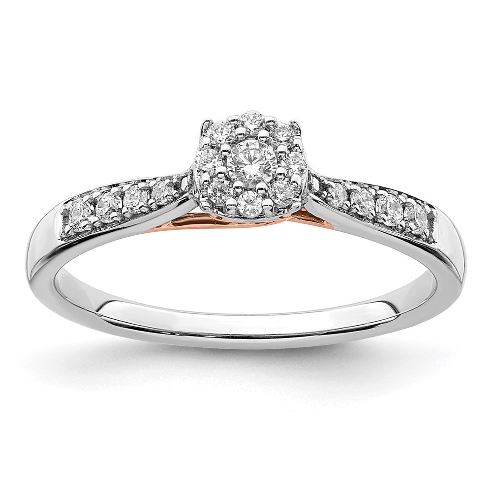 14k Two Tone 1/5ct Lab Grown Diamond VS/SI+ G+ Petite Eng Ring