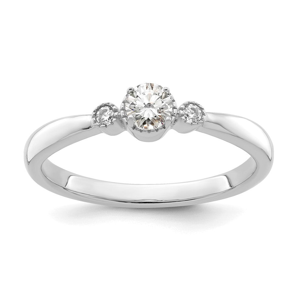 14k White Gold 1/4ct Lab Grown Diamond VS/SI+ G+ Comp Petite Eng Ring