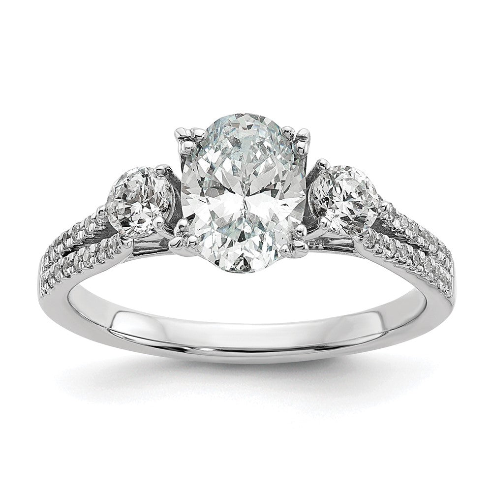 14k White Gold 3/8 ct Lab Grown Diamond VS/SI+ G+ 1 ct Center Semi Eng Ring