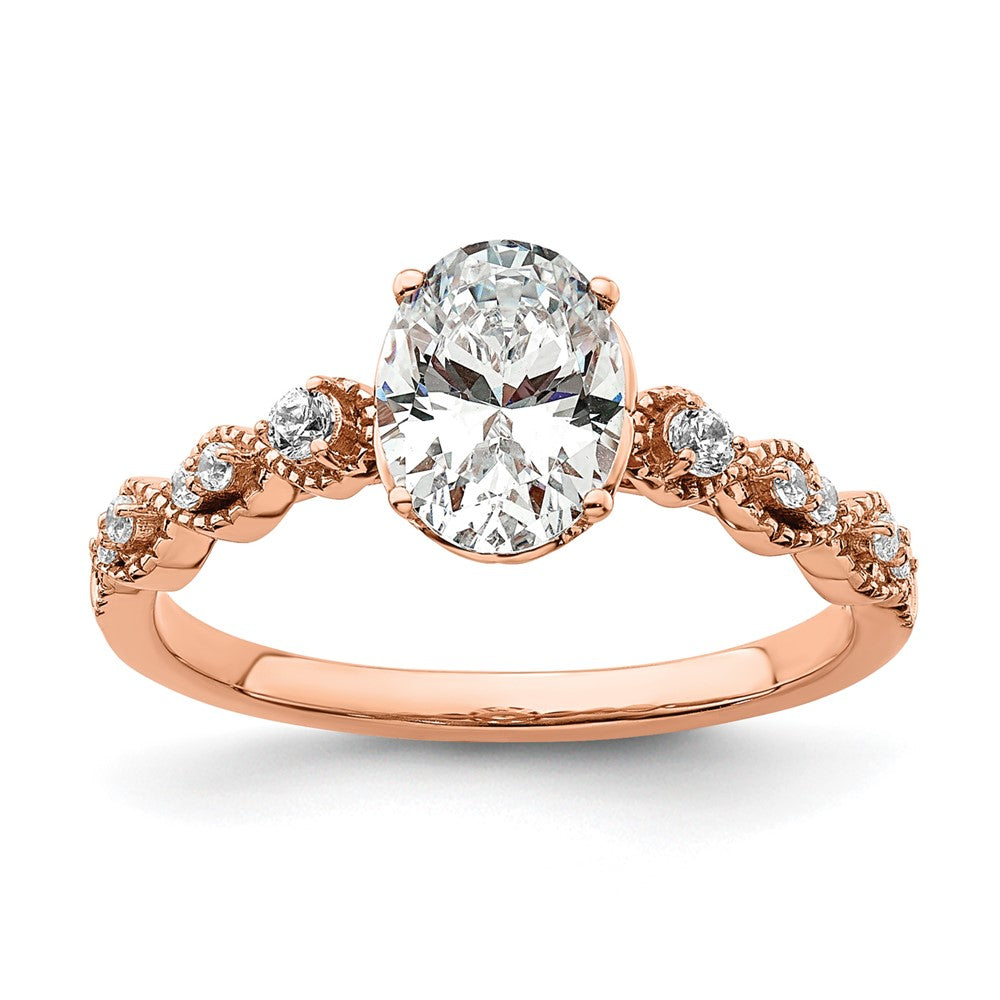 14k Rose Gold 1/8 ct Lab Grown Diamond VS/SI+ G+ 1 ct Oval Semi Eng Ring