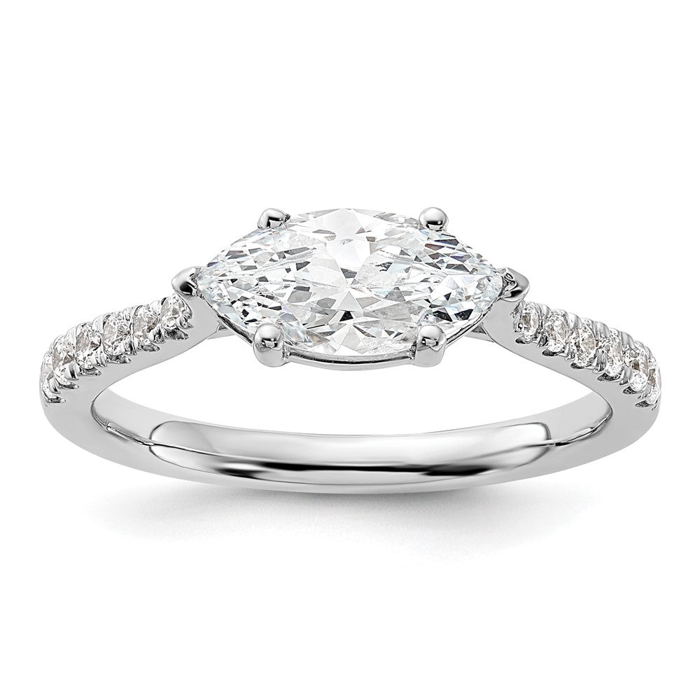 14kw 1/5 ct Lab Grown Dia VS/SI+ G+ 1 ct East-West Marquise Semi Eng Ring