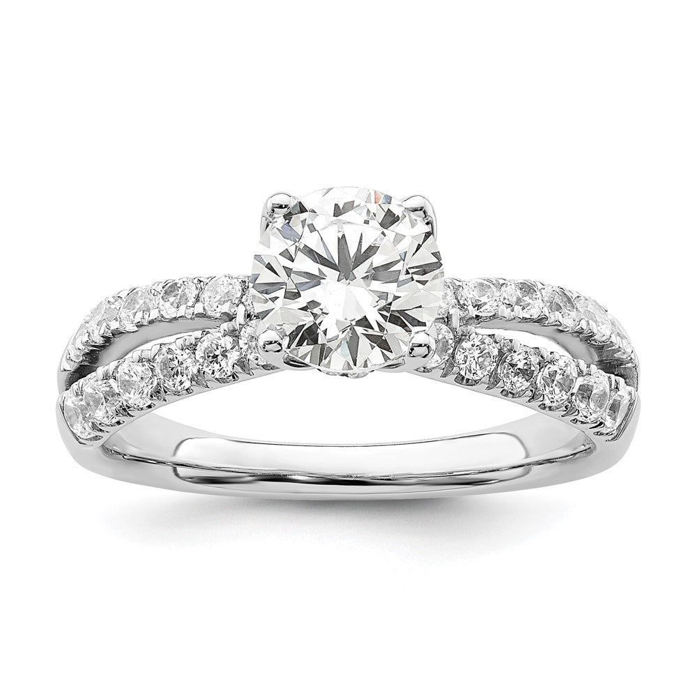 14kw 5/8ct Lab Grown Diamond VS/SI+ G+ 1ct Center Round Semi Eng Ring