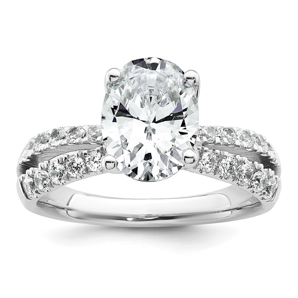 14k White Gold 1 5/8ct Cert Lab Grown Diamond VS+ F+ Oval Comp Eng Ring