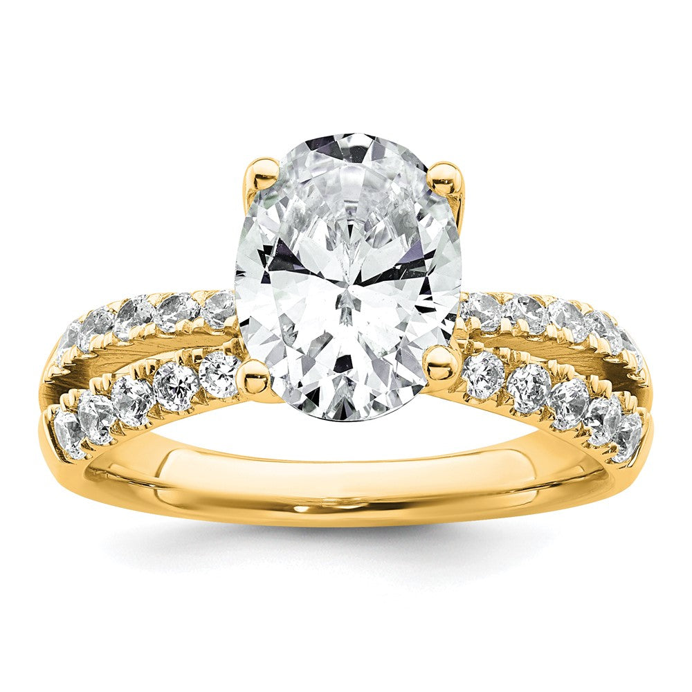 14k 1 5/8ct Certified Lab Grown Diamond VS+ F+ Oval Complete Eng Ring