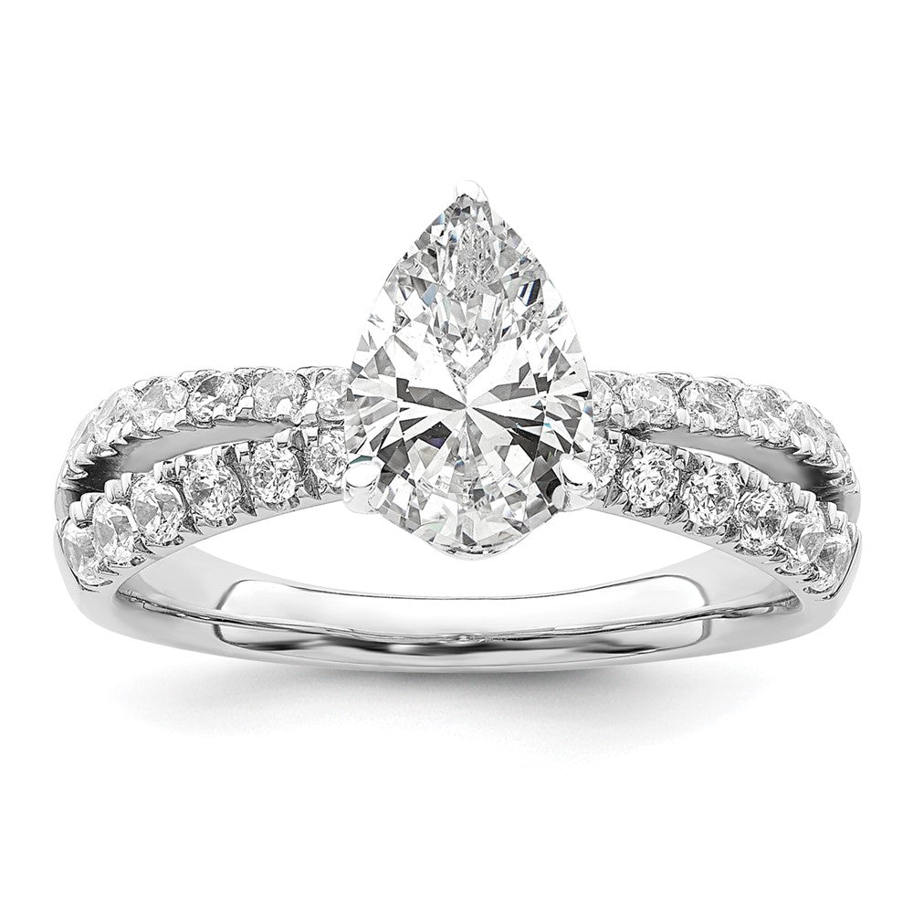 14kw 5/8ct Lab Grown Diamond VS/SI+ G+ 1ct Center Pear Semi Eng Ring