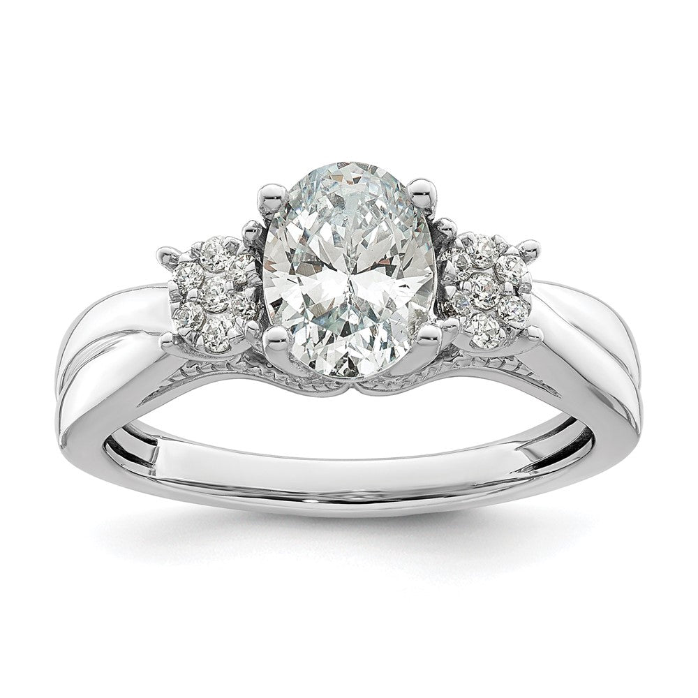 14k White Gold 1/8 ct Lab Grown Diamond VS/SI+ G+ 1 ct Center Semi Eng Ring