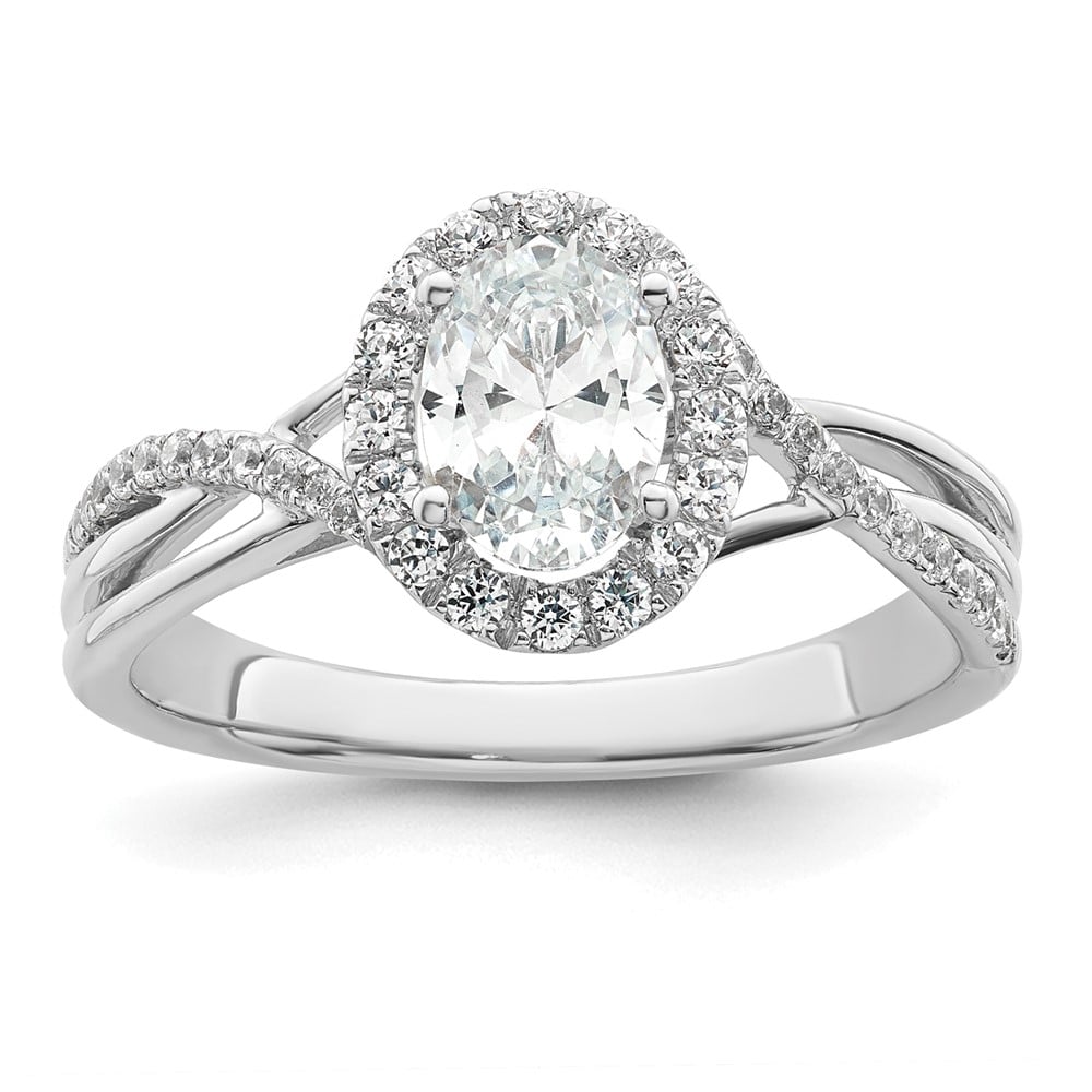 14K White Gold Certified Lab Grown VS/SI FGH Dia Complete Oval Halo Eng Rin