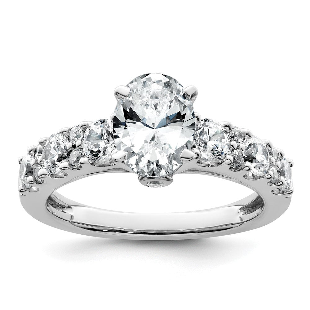 14kw 1ct Lab Grown Diamond VS/SI+ G+ 1 1/4ct Oval Center Semi Eng Ring