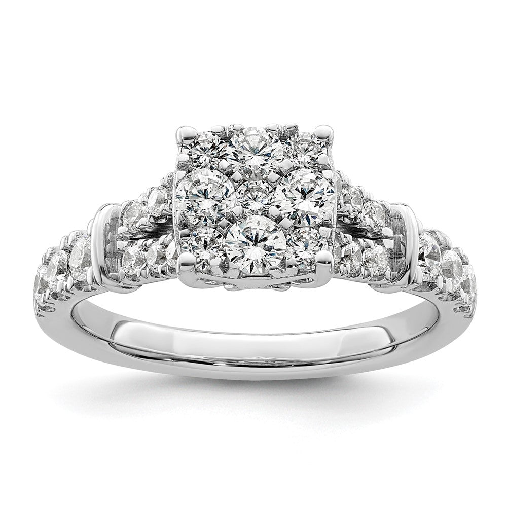 14kw 1ct Lab Grown Diamond VS/SI+ G+ Comp Cluster Engagement Ring