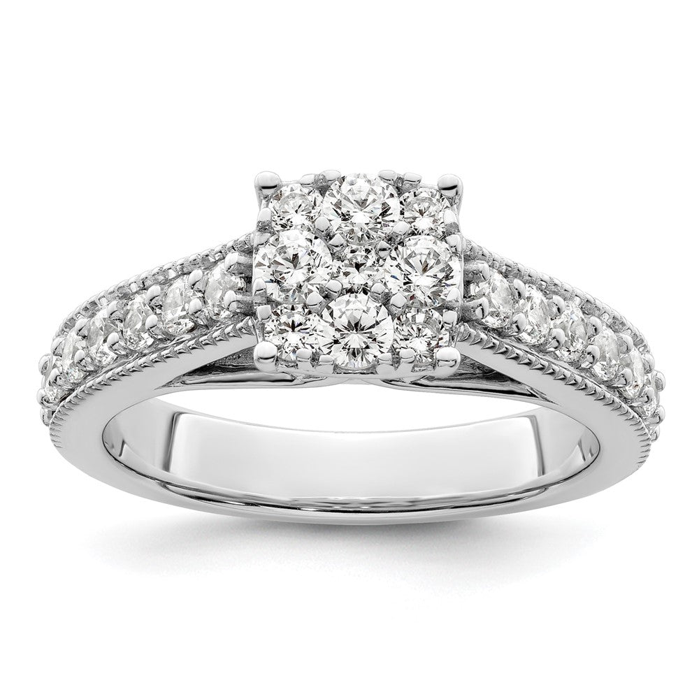 14kw 1ct Lab Grown Diamond VS/SI+ G+ Comp Cluster Engagement Ring