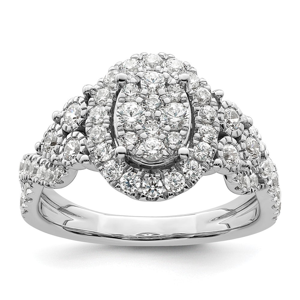 14k White Gold 1ct Lab Grown Diamond VS/SI+ G+ Comp Cluster Eng Ring