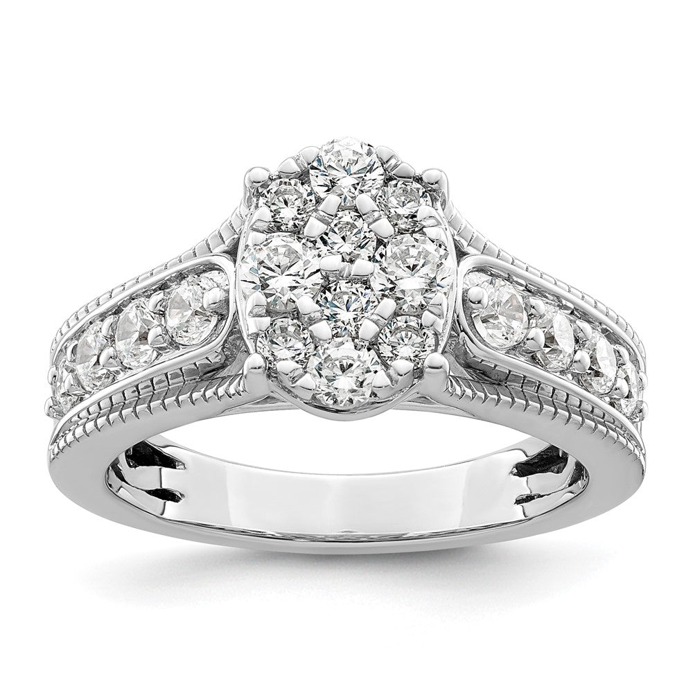 14kw 1ct Lab Grown Diamond VS/SI+ G+ Comp Cluster Engagement Ring