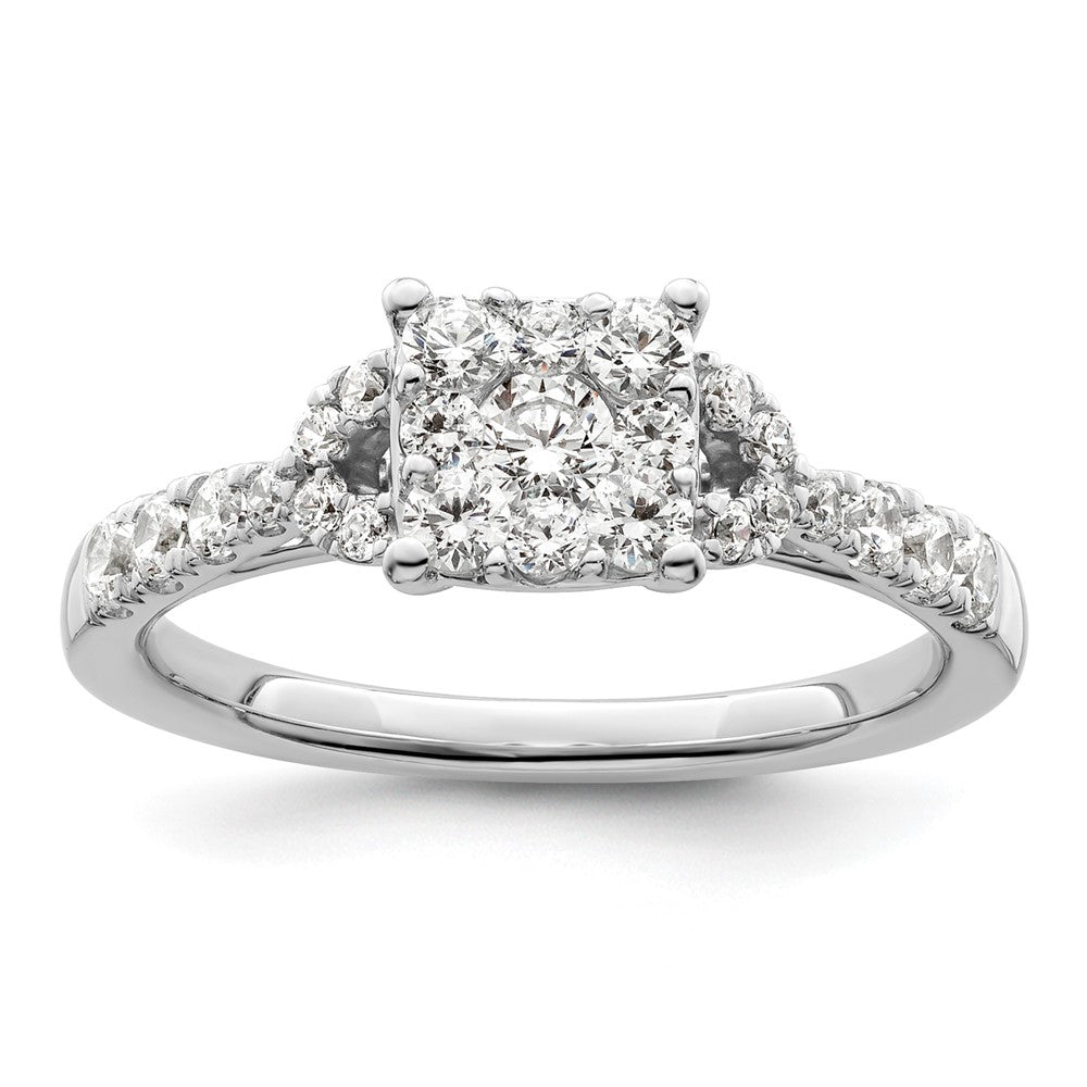 14kw 3/4ct Lab Grown Diamond VS/SI+ G+ Comp Cluster Engagement Ring