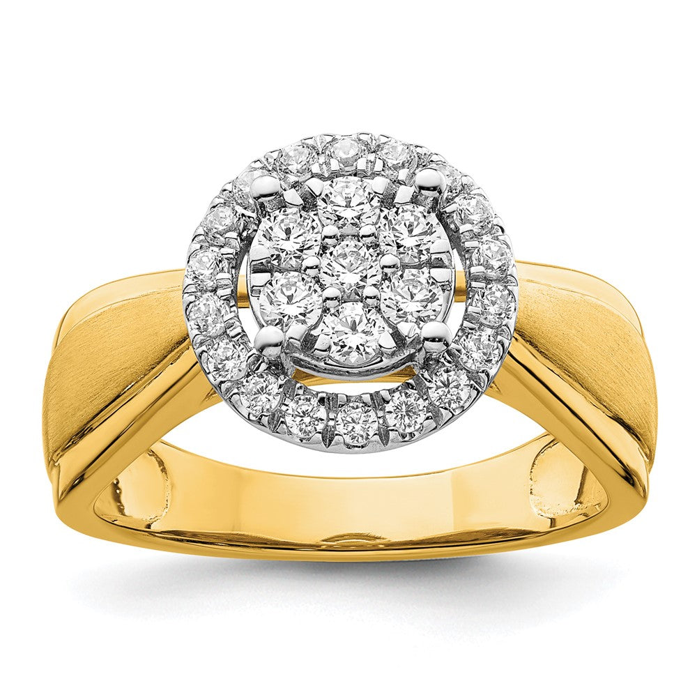 14k Two-tone 1/2ct Lab Grown Diamond VS/SI+ G+ Comp Cluster Eng Ring