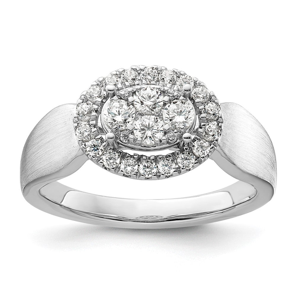 14kw 1/2ct Lab Grown Diamond VS/SI+ G+ Comp Cluster Engagement Ring