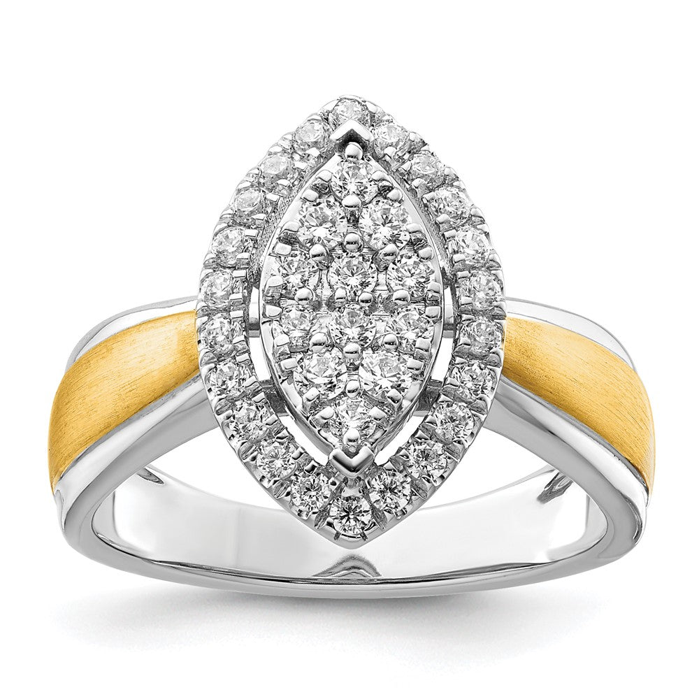 14k Two-tone 1/2ct Lab Grown Diamond VS/SI+ G+ Comp Cluster Eng Ring
