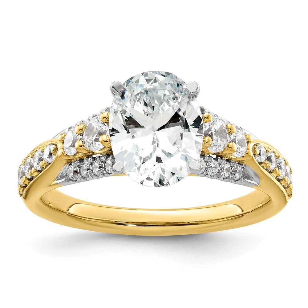 14k 5/8ct Lab Grown Diamond VS/SI+ G+ 1ct Oval Center Semi Eng Ring